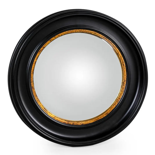 Vintage Inspired Black & Gold Convex Mirror - 2 Sizes Available