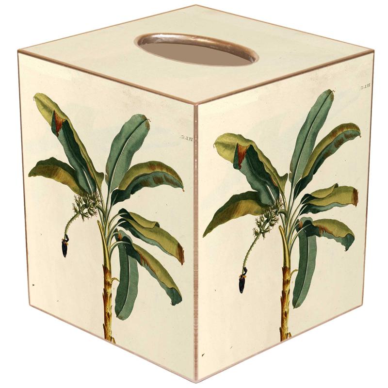 Antique Palm Tree Tin Tissue Box Cover
