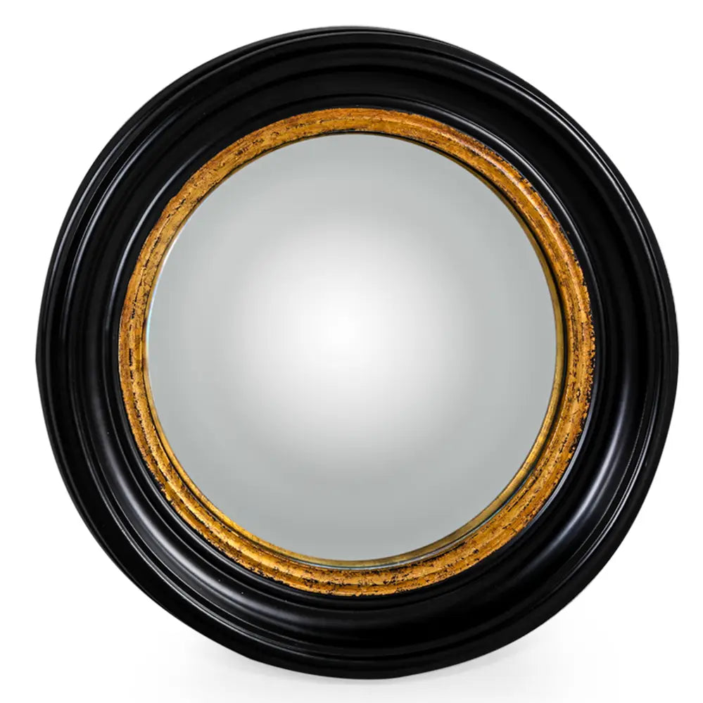 Vintage Inspired Black & Gold Convex Mirror - 2 Sizes Available