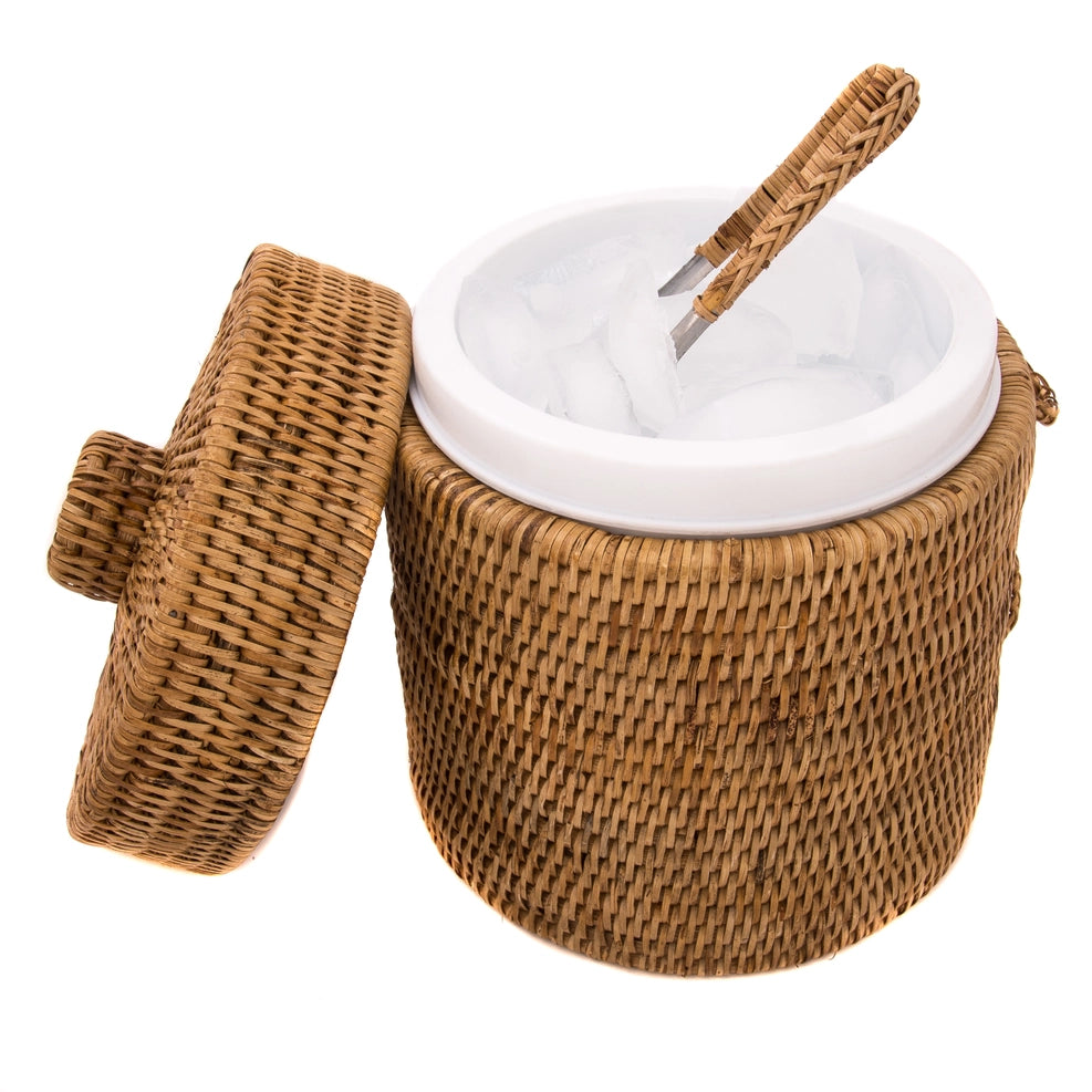Wauwinet Rattan Ice Bucket with Tongs