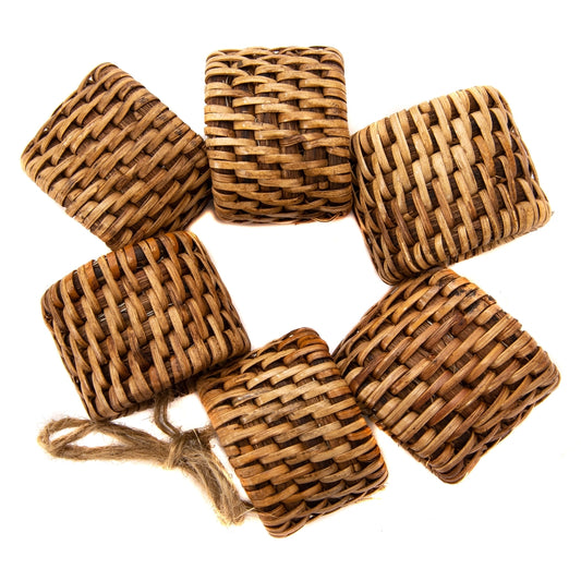 Wauwinet Rattan Oval Napkin Rings Cru of 6