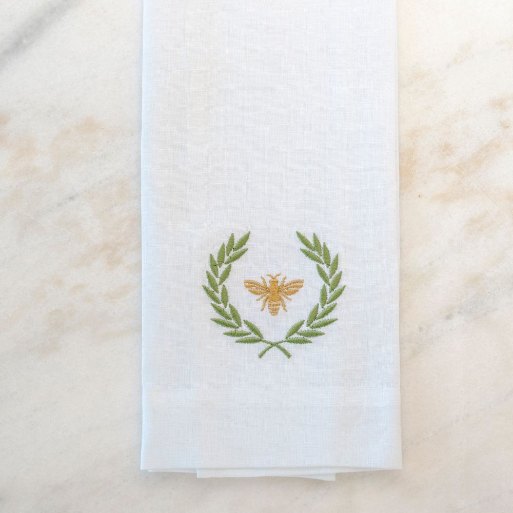 Italian Bee & Crest Linen Hand Towel/Napkin - Set of 2