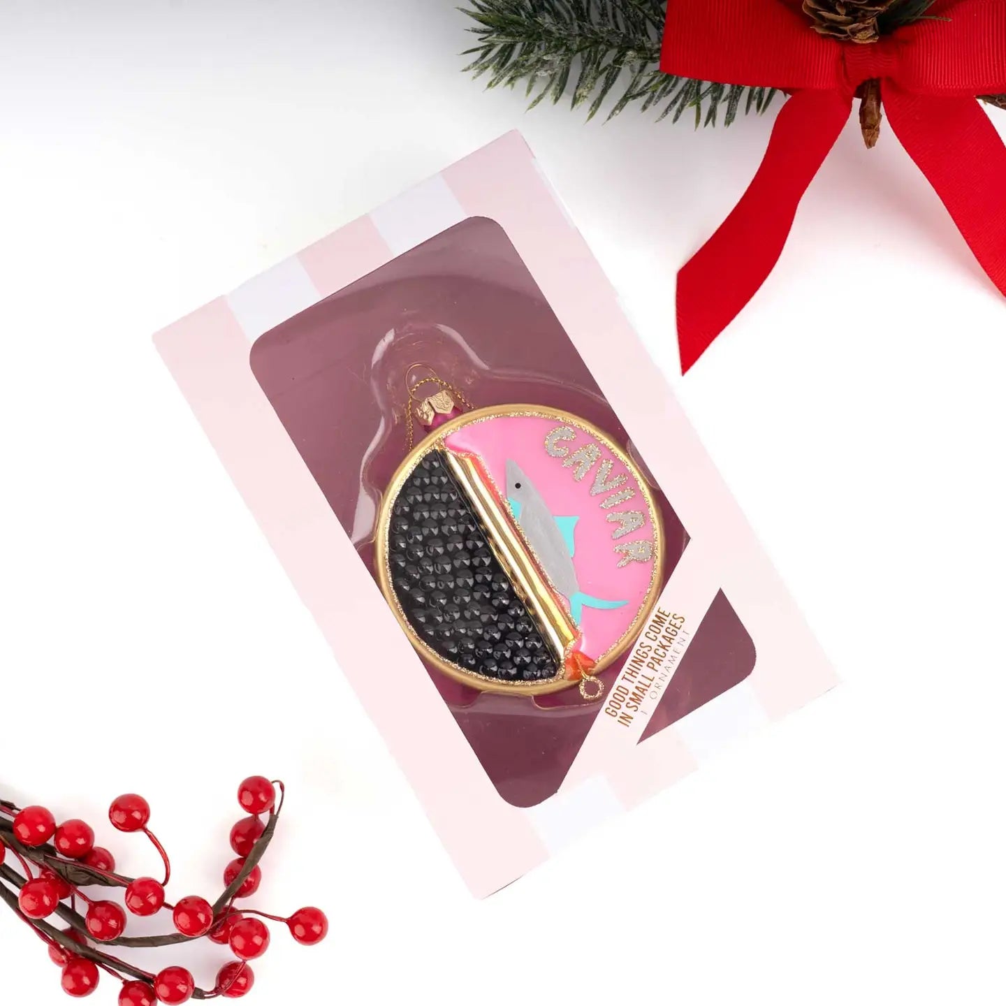 Caviar Boxed Glass Ornament - Set of 6