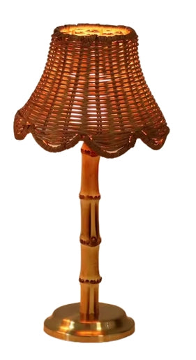 Bamboo Rechargeable Lamp with Wicker Shade - Preorder