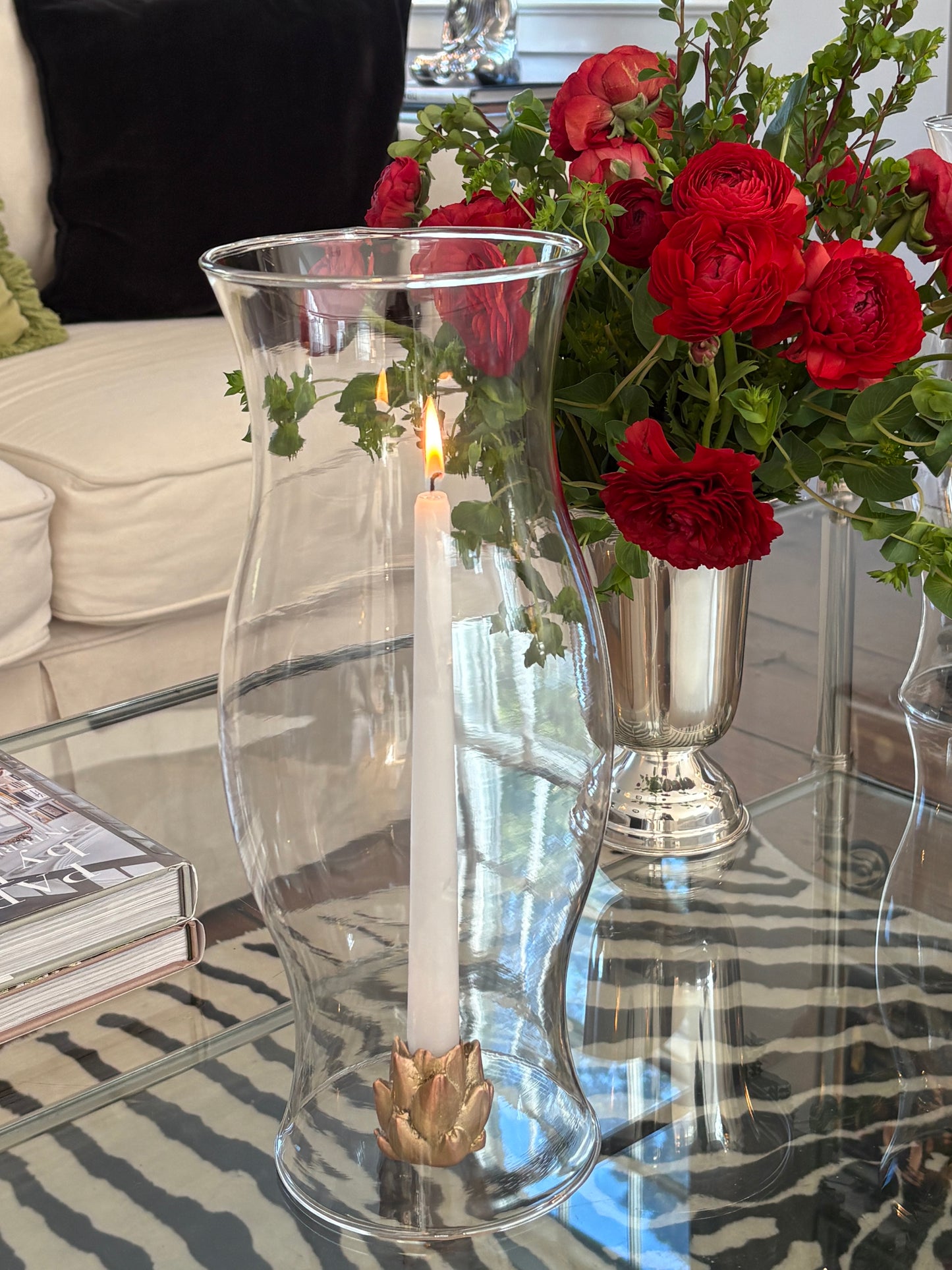 Golden Artichoke Candle Stick Holders/Grand Hurricane Tall
- Set of 2