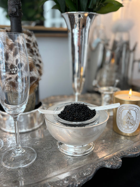 Hôtel Silver - Vintage Caviar Server with Mother of Pearl Spoons