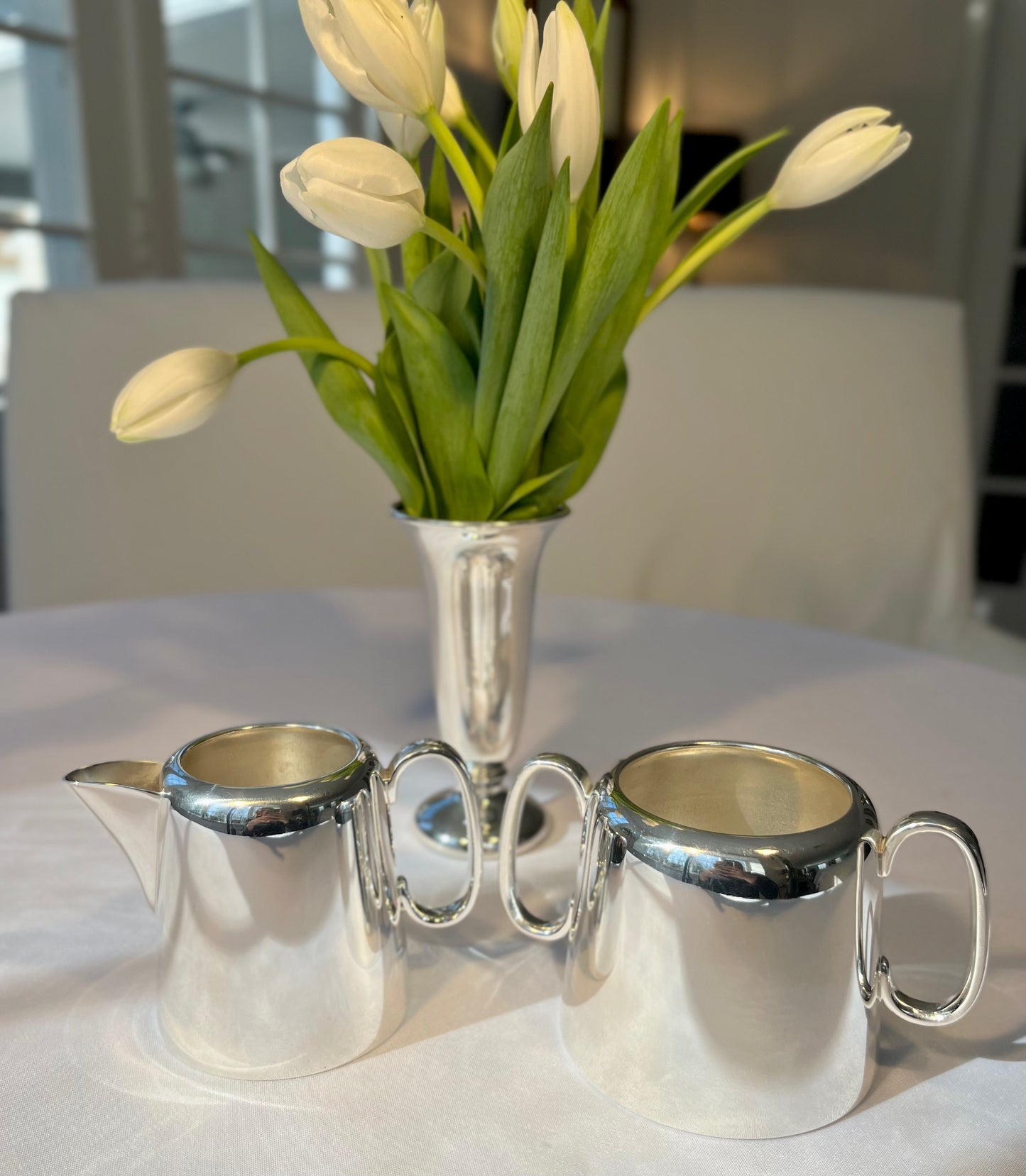 Hôtel Silver - Vintage Cream & Sugar Set
