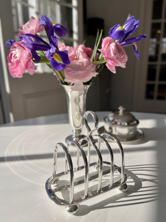 Hôtel Silver - Vintage Toast Rack, 4-Slice With Bun Feet