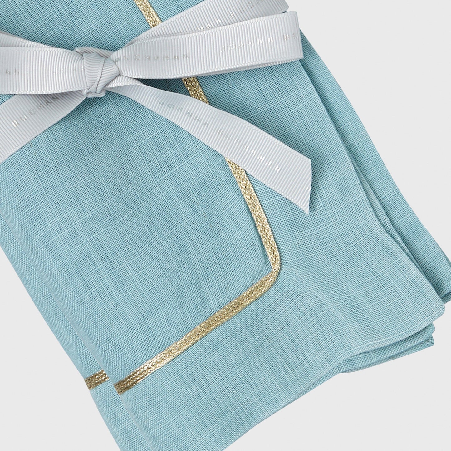 Gold Trim Dinner Napkins, Duck Egg Blue, Joanna Buchanan - Set of 2