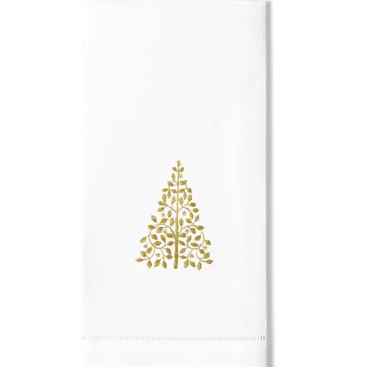 Mod Tree Gold Hand Towel by Henry Handwork 16x24 - Set of 4
