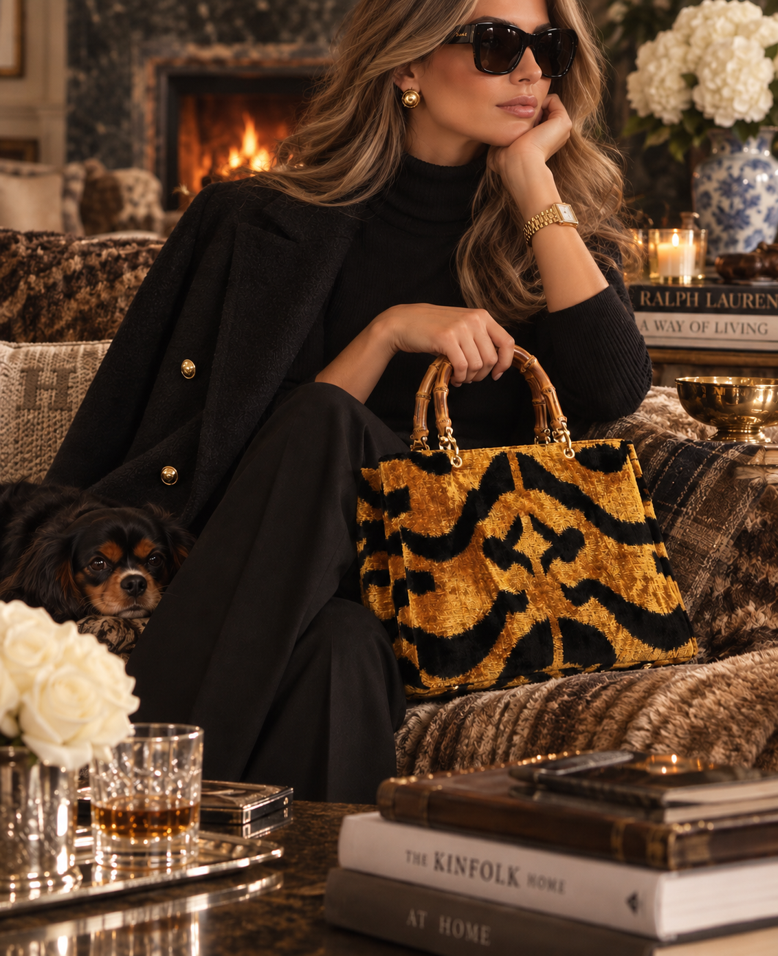 Tiger Print Small Avery Bamboo Bag