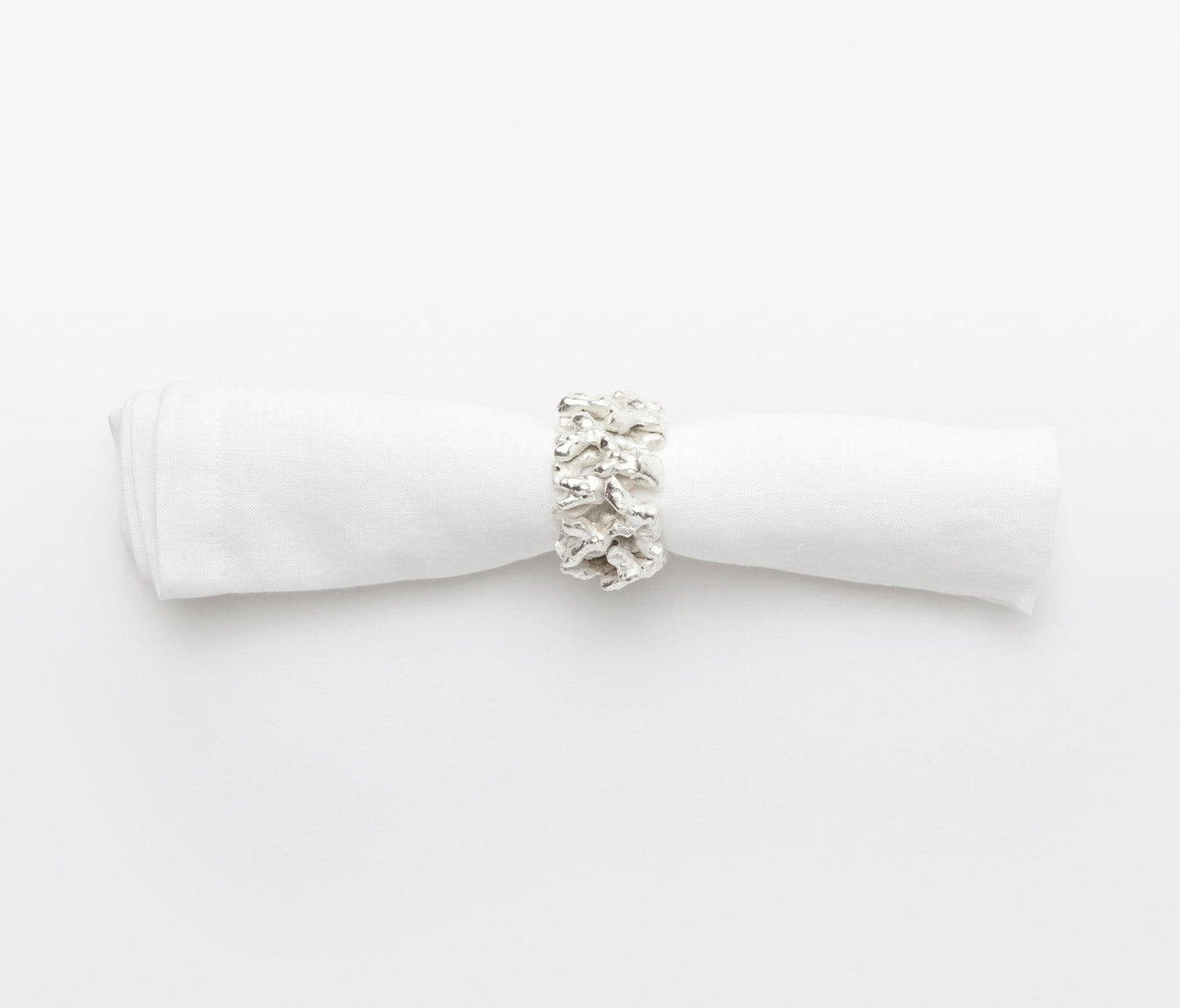 Sasha Shiny Silver Napkin Ring, Blue Pheasant - Set of 4