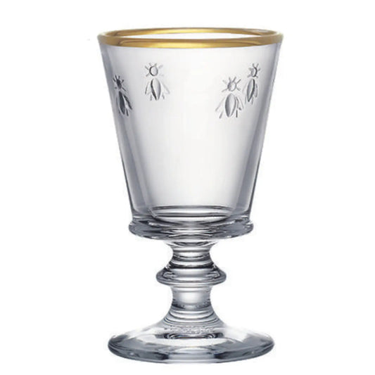 Gold Rim Wine Glass, La Rochère Provencal Bee - Set of 4