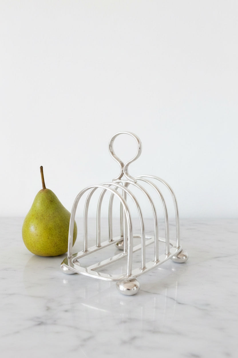 Hôtel Silver - Vintage Toast Rack, 4-Slice With Ball Feet