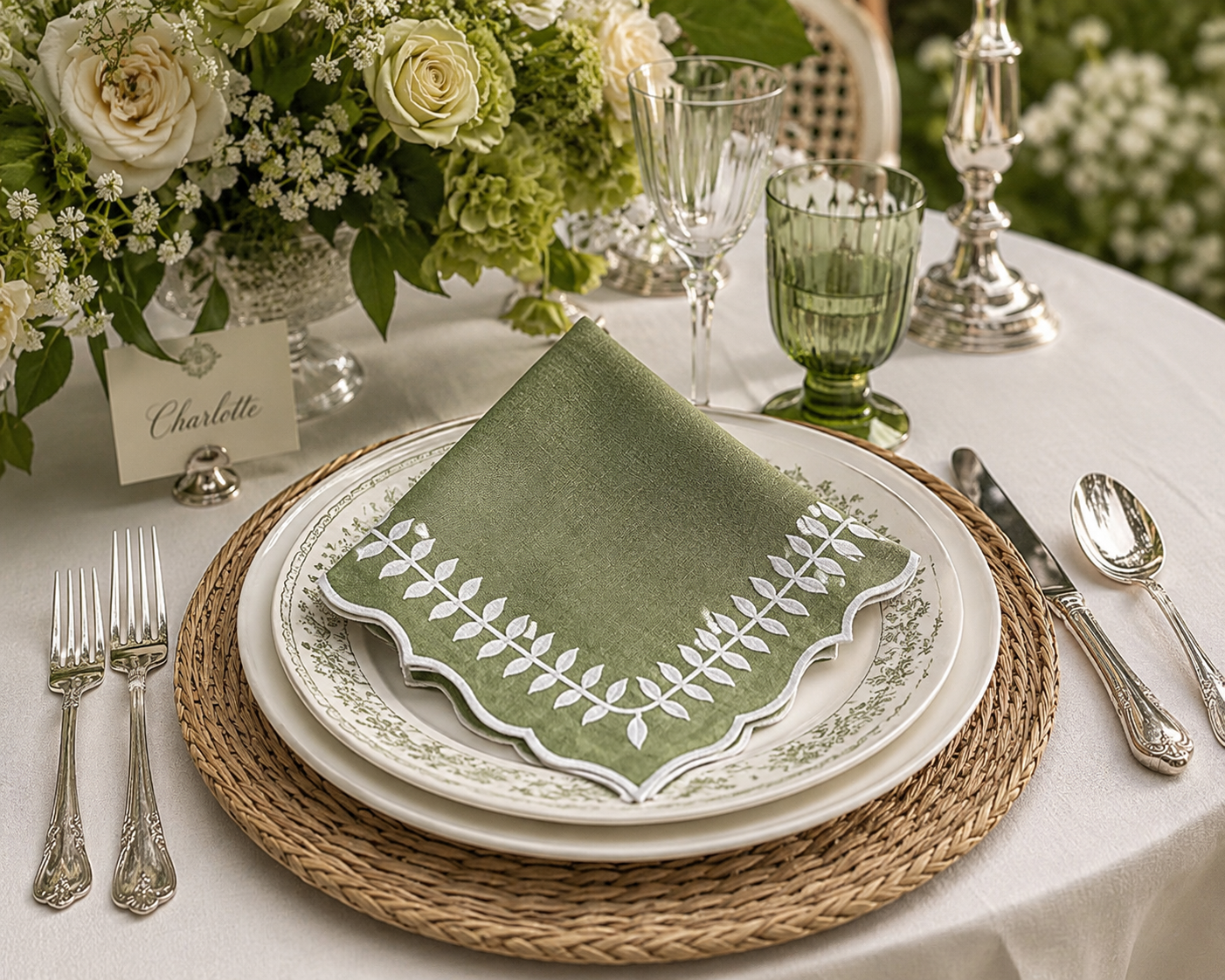 Green Leaves Dinner Napkin - Set of 4
