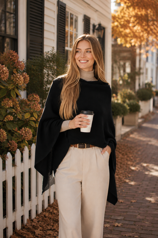 Pure Cashmere Travel Wrap - Black