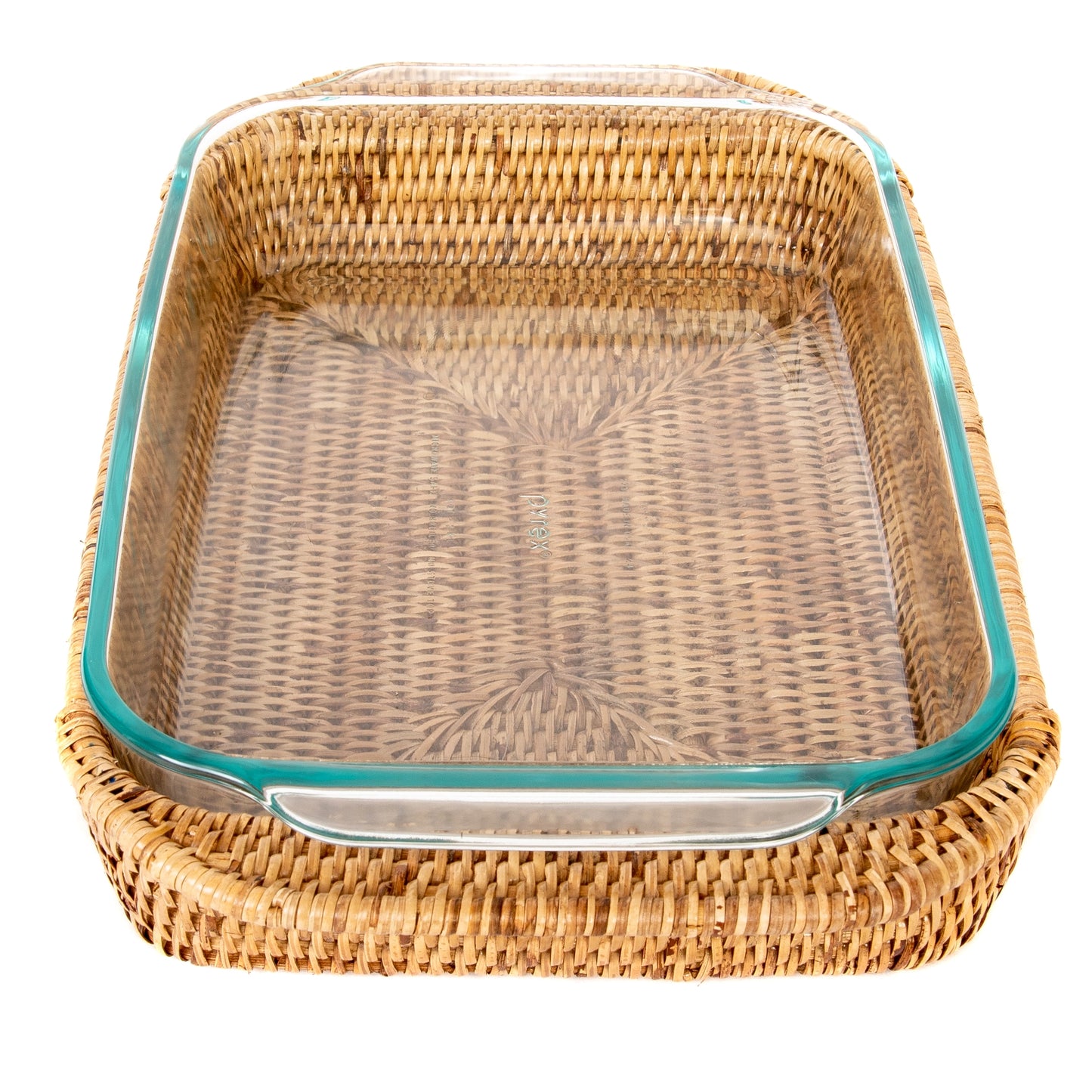 Wauwinet Rattan Rectangular Baker Basket with Glass Insert - 13"