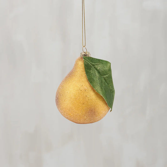 Golden Pear Glass Ornament - Set of 6