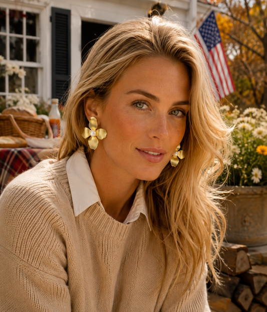 Maggie - Pearl Floral Earrings by Lisi Lerch
