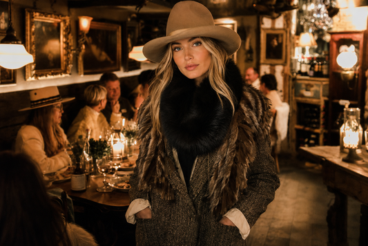 Black Fox Fur Knit Neck Loop by Surell