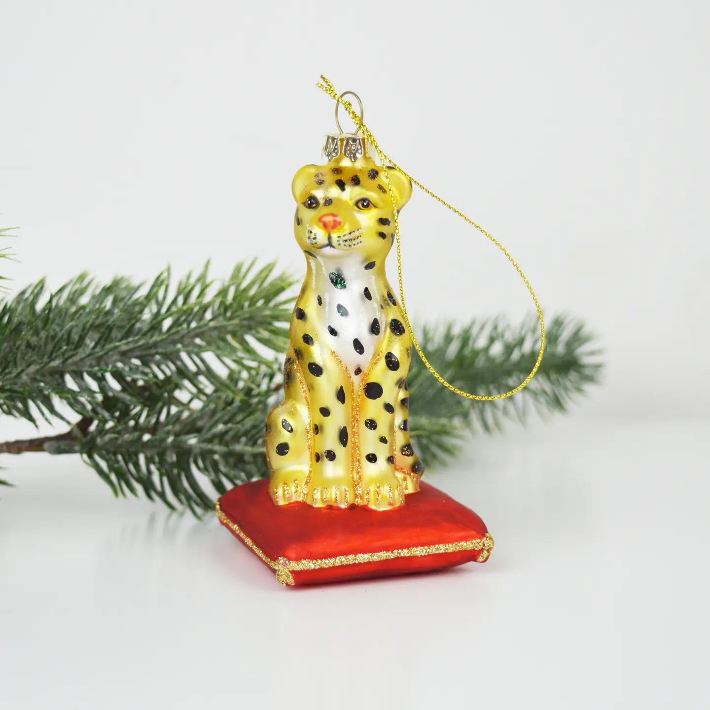 Leopard Boxed Glass Ornament - Set of 6