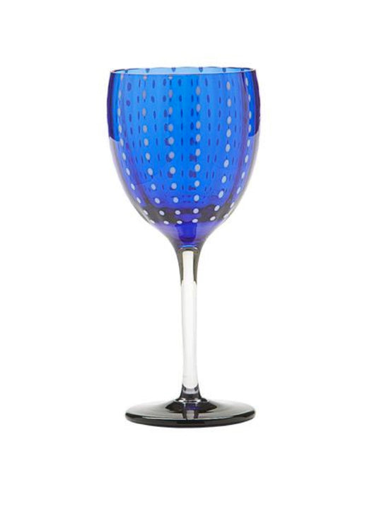 Perle Wine Goblet - Blue (Set of 6), Zafferano America