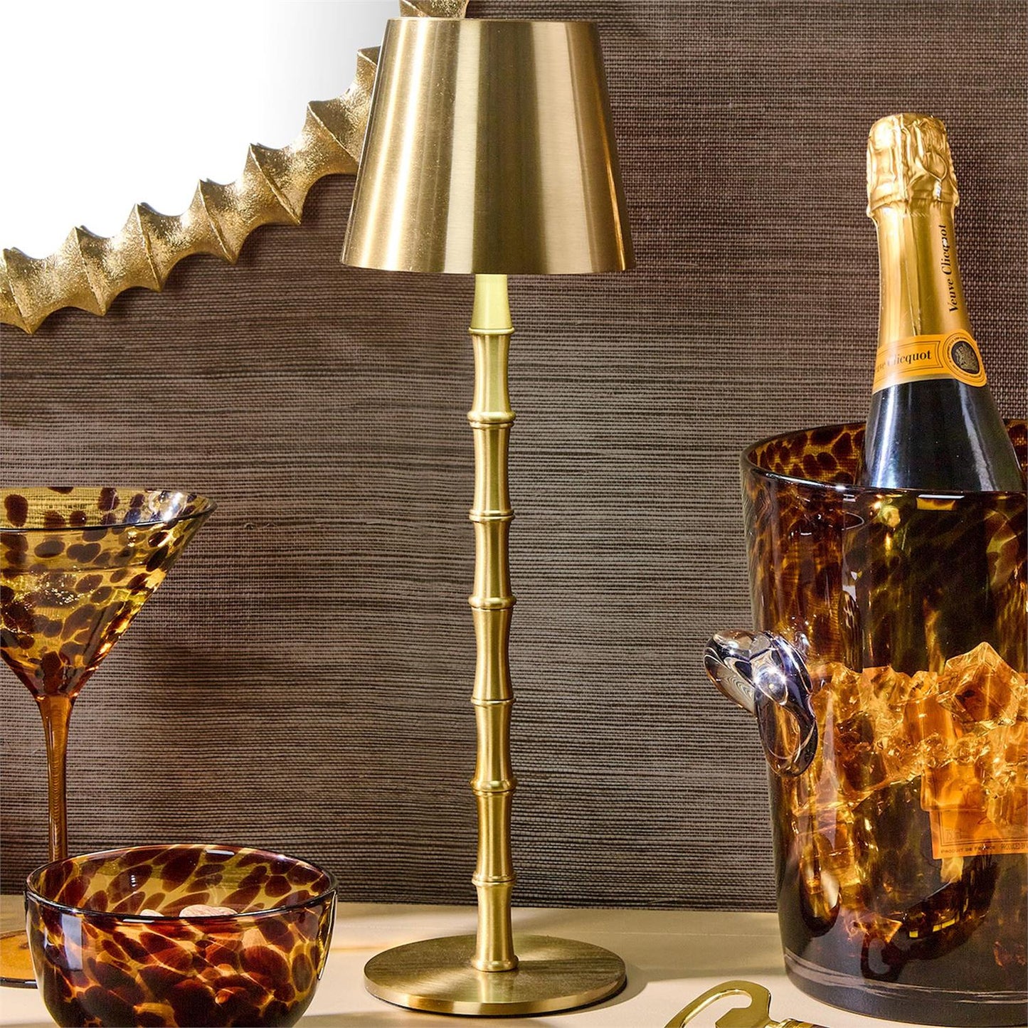 The Hinckley - Golden Bamboo Lamp with Rattan Shade