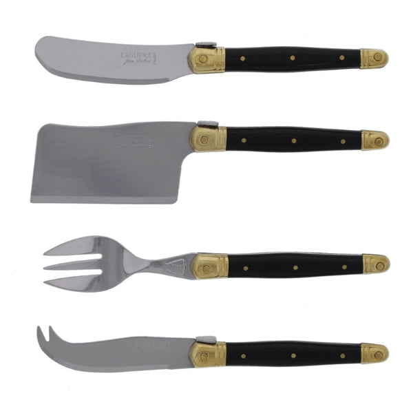 Jean Dubost Mini 4 Piece Cheese Set in Black and Brass