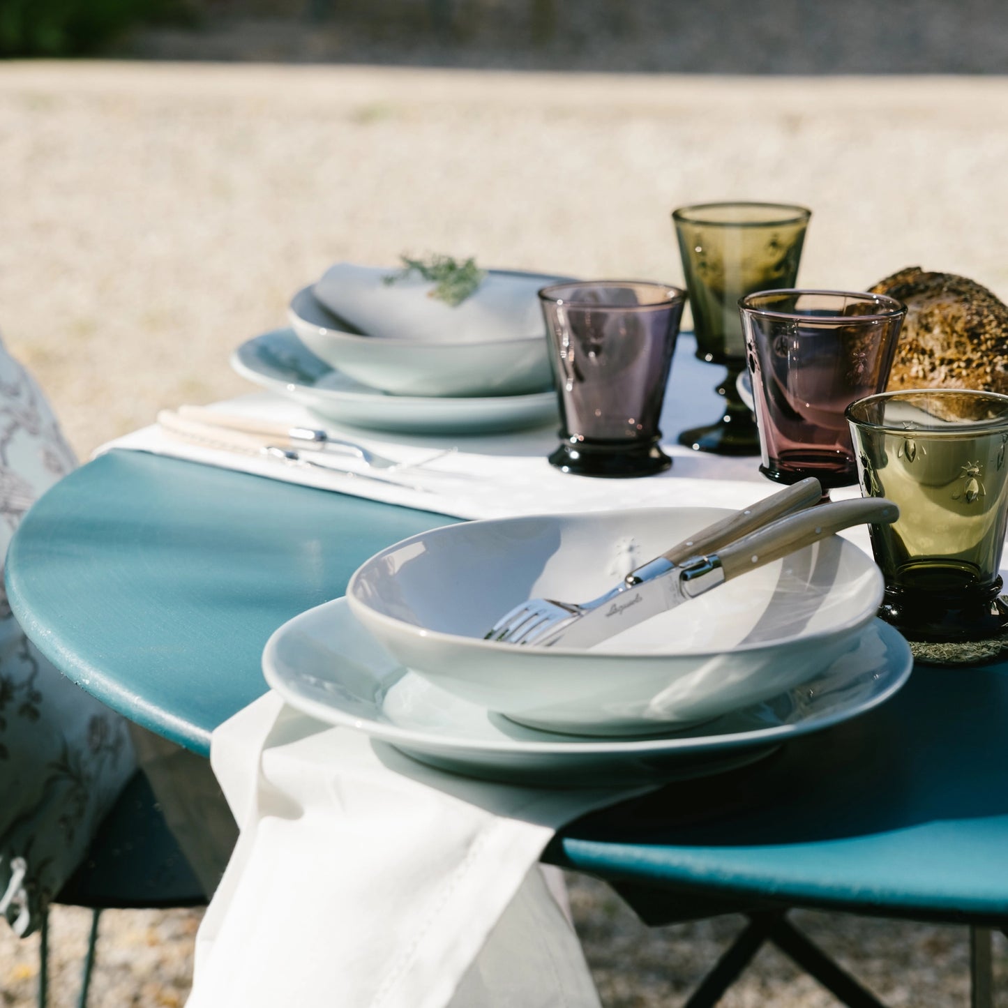 Ceramic Pasta Plates, La Rochère Provencal Bee - Set of 4, Ecru