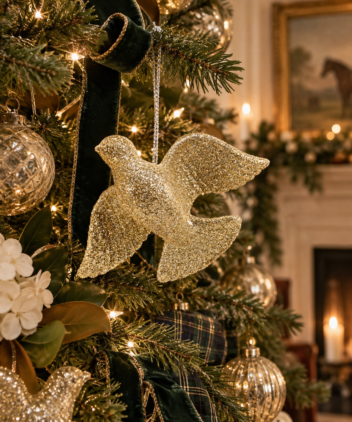 Glitter Dove Ornament - Set of 6