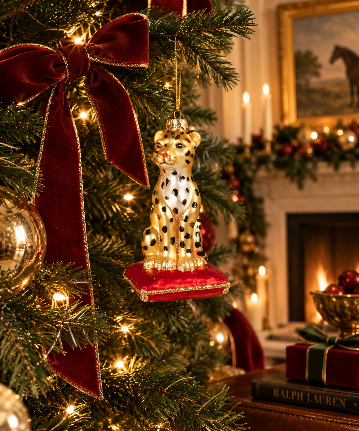 Leopard Boxed Glass Ornament - Set of 6