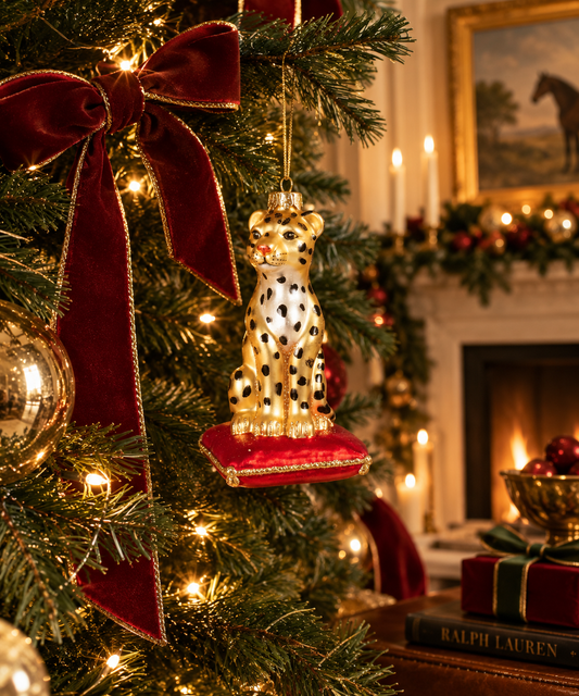 Leopard Boxed Glass Ornament - Set of 6