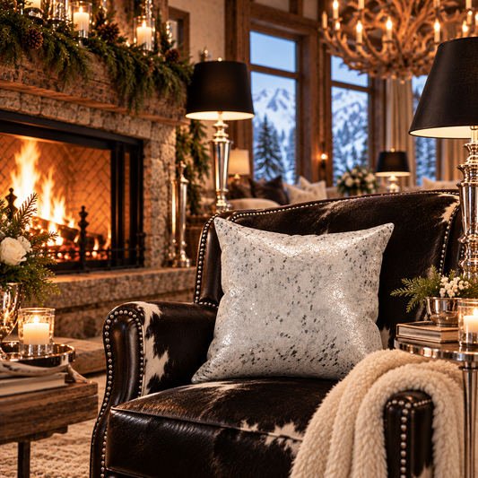The Aspen Pillow - Silver Cowhide