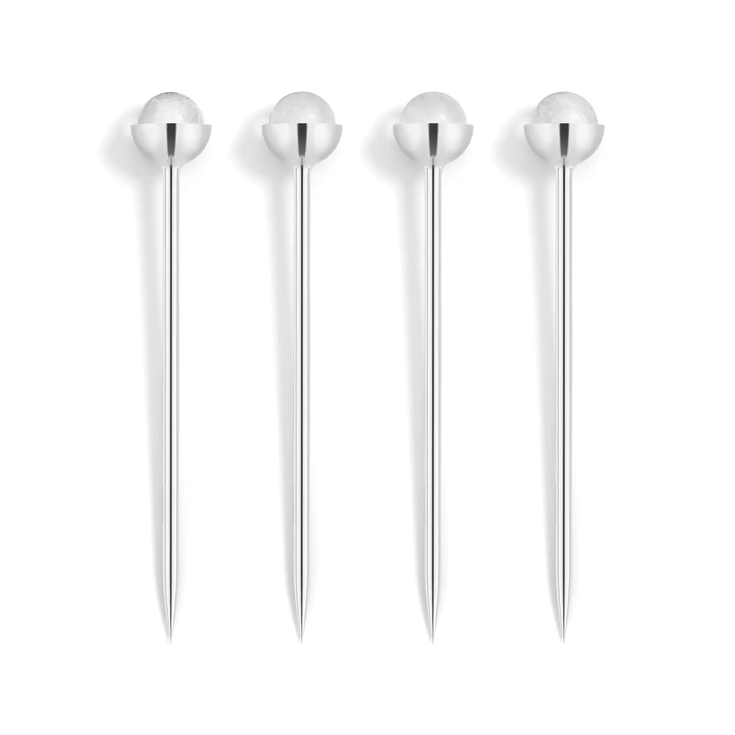 Anna New York Hospitality Cocktail Picks, Crystal & Silver, Set of 4