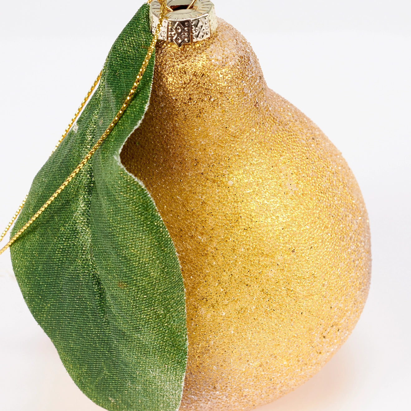 Golden Pear Glass Ornament - Set of 6