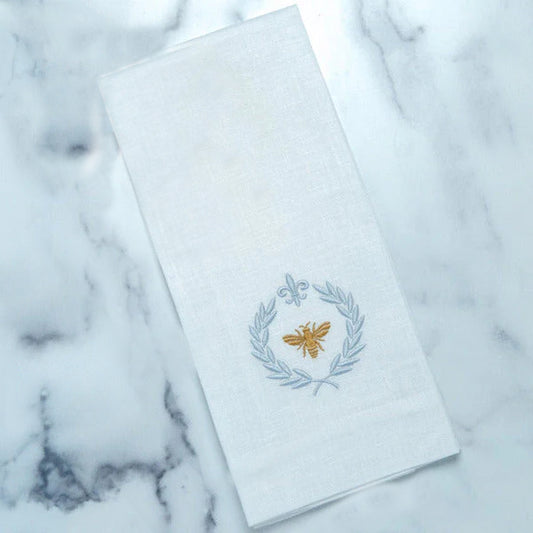 Fleur-De-Lis Bee Linen Hand Towel - Set of 2