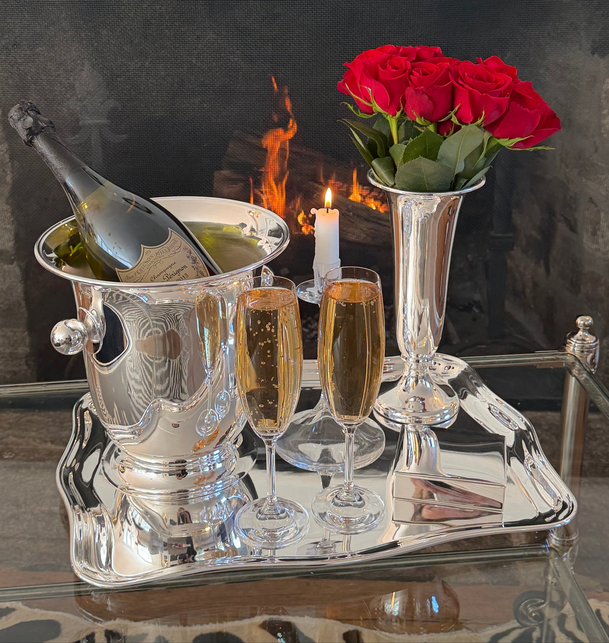 Hôtel Silver - Vintage Flared Champagne Bucket with Pedestal Base & Ball Handles