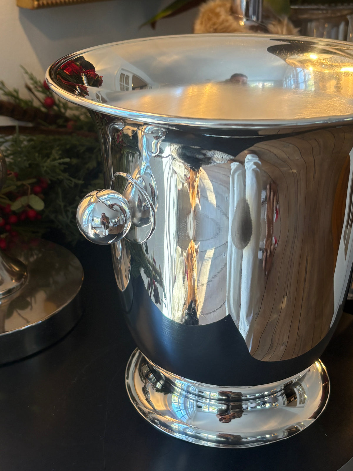 Hôtel Silver - Vintage Flared Champagne Bucket with Pedestal Base & Ball Handles