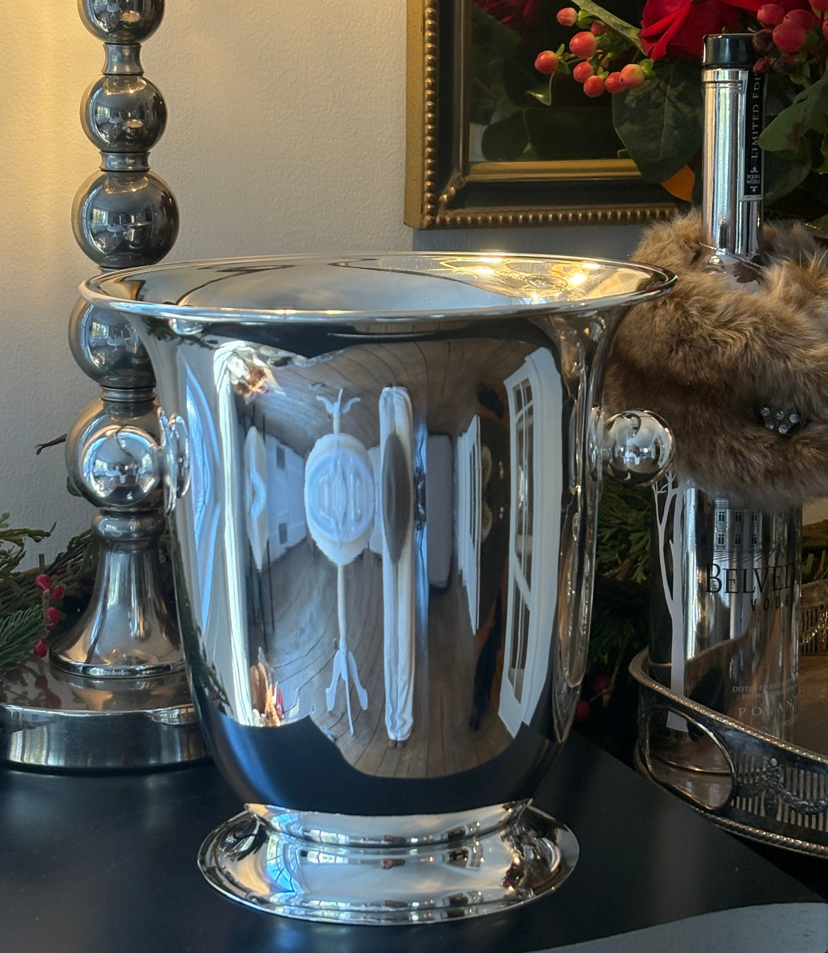 Hôtel Silver - Vintage Flared Champagne Bucket with Pedestal Base & Ball Handles