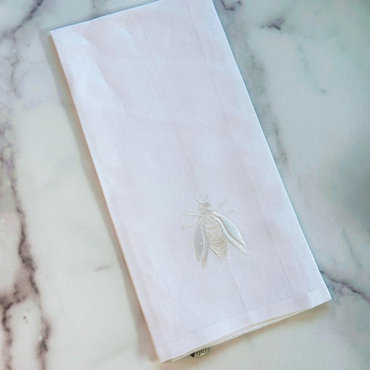 Bee on Italian Linen Hand Towel - Set of 2