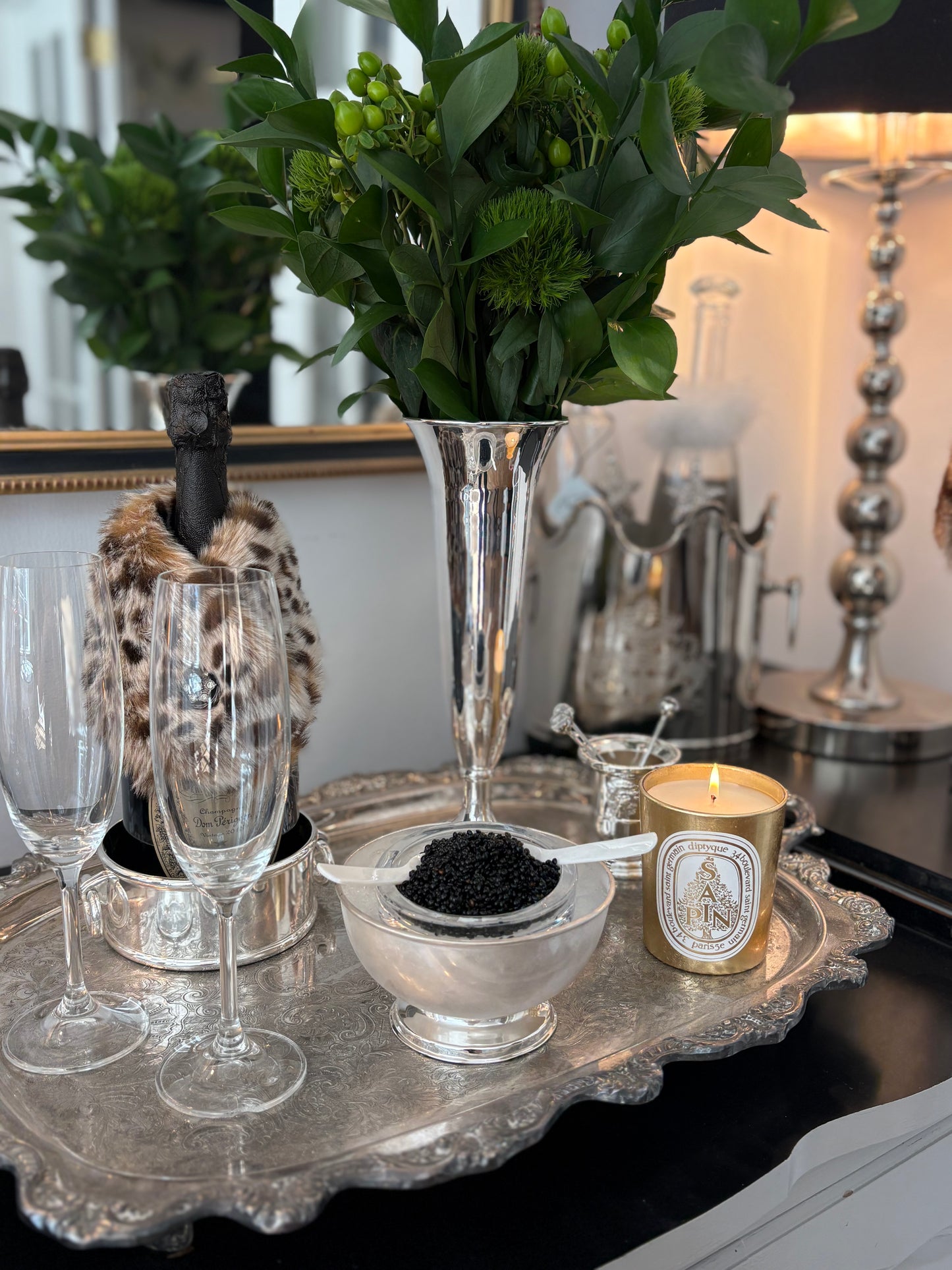 Hôtel Silver - Vintage Caviar Server with Mother of Pearl Spoons