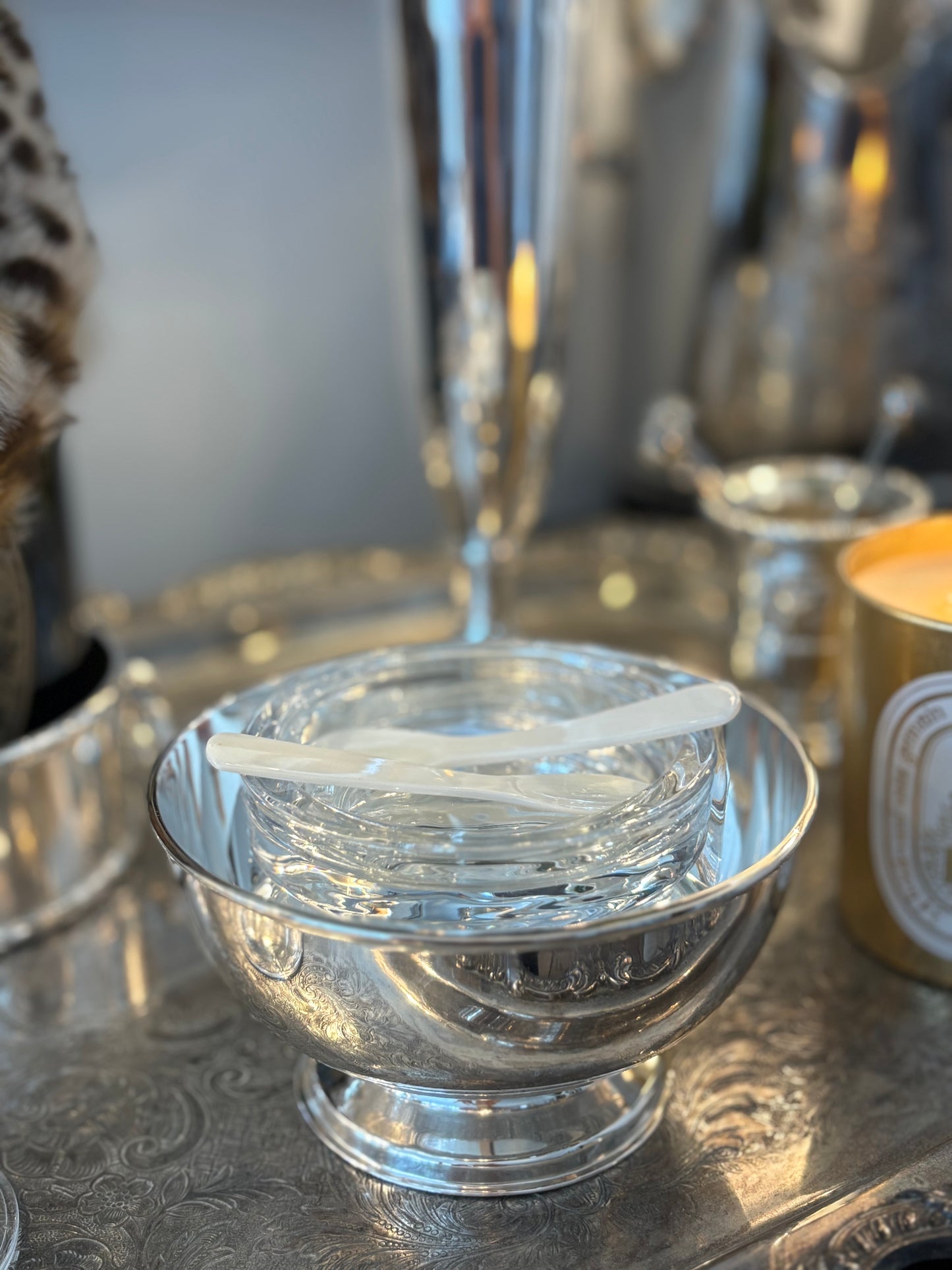 Hôtel Silver - Vintage Caviar Server with Mother of Pearl Spoons