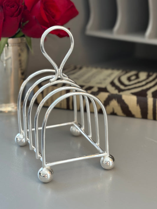 Hôtel Silver - Vintage Toast Rack, 4-Slice With Ball Feet