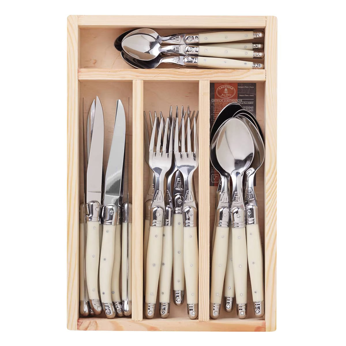 Laguiole Jean Dubost Ivory 24 Pc Everyday Flatware Set