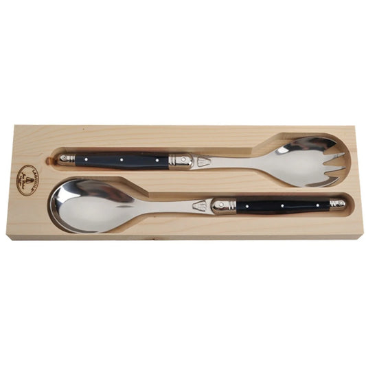 Laguiole Jean Dubost Salad Servers with Black Handles