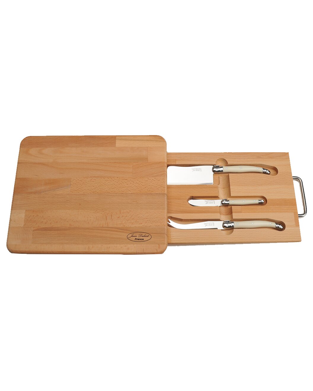 Laguiole Jean Dubost Four-Piece Cheese Knives and Cheese Board Set