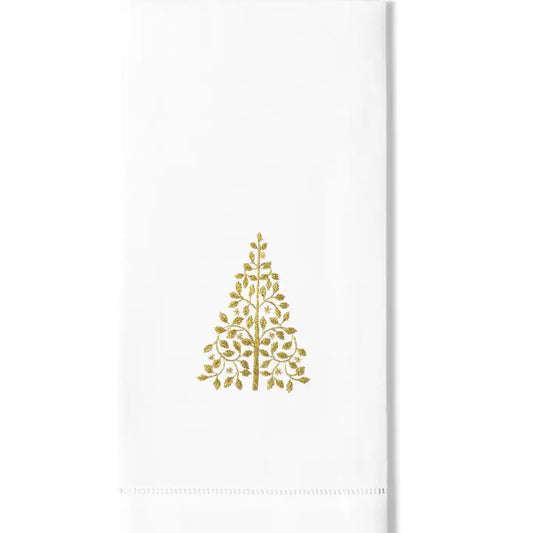 Mod Tree Gold Hand Towel by Henry Handwork 16x24 - Set of 4