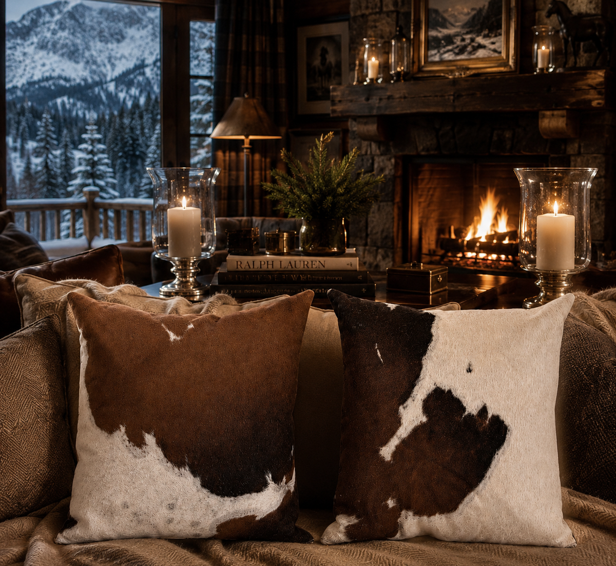 The Canyon Cowhide Pillow - Brown