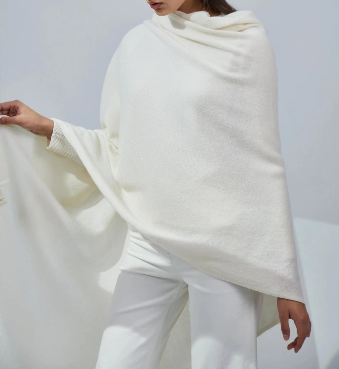 Pure Cashmere Travel Wrap - Ivory