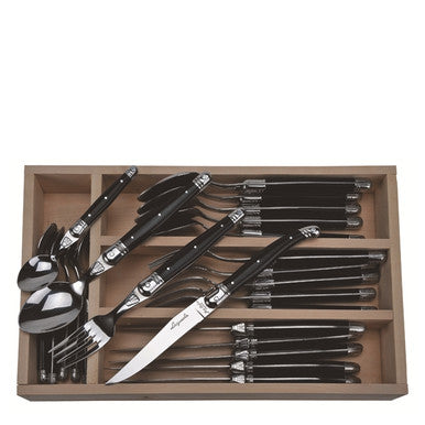 Laguiole Jean Dubost Black 24 Pc Everyday Flatware Set